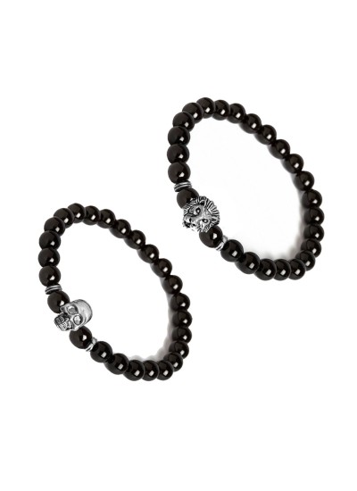 Black Onyx Multi-Design Bracelet Combo For Men/Boys